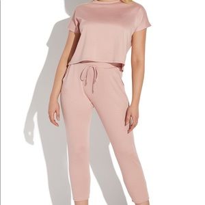Short sleeve top and jogger set dusty pink